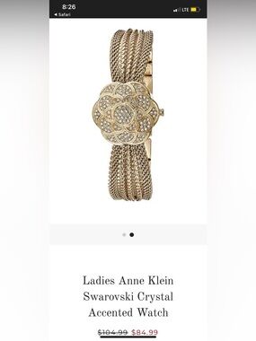 Anne Klein Gold Floral Crystal Multi-Strand Mesh Bracelet Watch